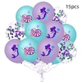 15pcs mermaid themed balloon bouquet with purple, teal and sequin latex balloons - Ocean Theme Style (紫绿亮片2)
