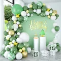 Forest-themed balloon arch kit with Happy Birthday sign and BABY letter boxes - Vintage Agate Green Balloon Arch Set