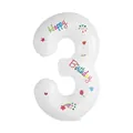 40 inch witte cijferballon 3 met kleurrijke Happy Birthday print en feestelijke motieven - Witte Cijfer 3 Stijl (Met Stickers) / 40 Inch