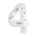 40-inch witte cijferballon 4 met kleurrijke Happy Birthday prints voor verjaardagsfeest - Witte Cijfer 4 Stijl (Met Stickers)