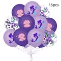 15pcs mermaid themed purple latex balloons with glitter sequins and sea shells - Ocean Theme Style (紫绿亮片3)