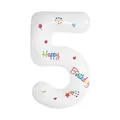40-inch witte cijferballon 5 met kleurrijke Happy Birthday print voor verjaardagsfeest - Witte Cijfer 5 Stijl (Met Stickers)