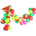 Hawaiian party balloon arch kit with watermelon foil balloons and green latex balloons - Hawaii Fruit Balloon Garland