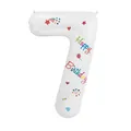 40 inch witte folieballon nummer 7 met kleurrijke Happy Birthday-opdruk voor feesten - Witte Cijfer 7 Stijl (Met Stickers)