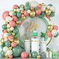 Sage green and vintage pink balloon arch kit with gold forest theme wedding decorations - Sage Green Balloon Chain