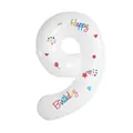 40-inch witte folieballon nummer 9 met kleurrijke Happy Birthday patronen en sterren - Witte Cijfer 9 Stijl (Met Stickers)