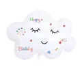 40-inch witte wolk folieballon met Happy Birthday print en glimlachend gezicht decor - Witte Wolk Stijl (Met Stickers)
