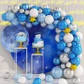 Blauwe en zilveren ballonboogset met sterballonnen voor verjaardagsdecoratie voor jongens - Eenvoudige Ruimte Metallic Blauw Ster Ballonketting