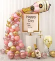 Kit de arco de globos botella de champán oro rosa con globos de látex rosa y lentejuelas - Kit de Arco de Globos Botella de Champaña Oro Rosa