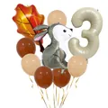 Set palloncini con coniglio e foglia d'acero con numero 3 crema per compleanni foresta - Stile Numero 3 (A款数字3)