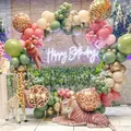 Safari balloon arch kit with tiger prints and plush animals for birthday decorations - Jungle Forest Animal Theme Decoration