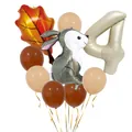 Set 4° compleanno animali del bosco con coniglio grigio e palloncino numero quattro - Stile Numero 4 (A款数字4)