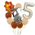 Cute bunny and maple leaf balloon set with cream number 5 for 5th birthday decor - Number 5 Style (Style A)