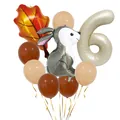 Forest theme birthday balloon set with cute bunny, maple leaf, and beige number 6 - Number 6 Style (Style A Number 6)