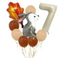 Forest theme balloon set with number 7 and grey rabbit for birthday party decoration - Number 7 Style (Style A)