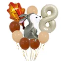 Autumn woodland bunny party set with number 8 balloon and orange maple leaf foil - Number 8 Style (Style A)