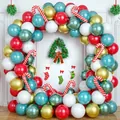 Christmas balloon arch kit with red white and teal latex balloons and candy cane foils - Tiffany Blue White Gold Style