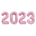 Pink 40-inch 2023 number balloons set in metallic foil for New Year party decor - Pearlescent Pink (2023)