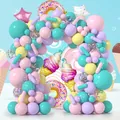 Pastel donut and ice cream balloon arch kit for birthday party decorations - Donut Balloon Garland / Macaron Color