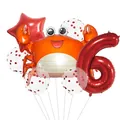 7pcs cartoon orange crab and red number 6 balloon set for kids 6th birthday party - Crab Style (6)