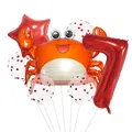 Crab ocean theme balloon set with red number 7 and star for children's birthday party - Crab Style (7)