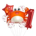 Cartoon crab aluminum balloon set with red star and number 1 for first birthday party - Crab Style (1)