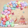 Colorful macaron balloon arch kit for birthday parties featuring pastel latex balloons - Macaron Balloon Chain
