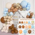 Boho coffee and cream balloon garland kit with 115 pieces in assorted sizes for events - Retro Cocoa Blue Style