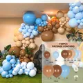 143pcs Cocoa and Sand White balloon garland kit for jungle theme birthday party decor - Cocoa Deep Blue Style