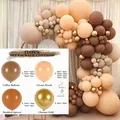 116pcs coffee and cream peach balloon garland kit with chrome gold accents for party decor - Cocoa Nude Style