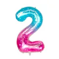 Ballon chiffre 2 de 40 pouces dégradé bleu rose avec motif ciel étoilé - Chiffre 2