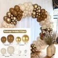 122pcs retro coffee and sand white balloon garland kit with metallic gold accents - Coffee Metallic Gold Style