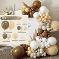 129pcs retro coffee and cream balloon garland kit in mixed sizes for party decor - Retro Cocoa Sand White Style