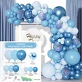 Kit arco di palloncini farfalla blu 106 pezzi con palloncini metallizzati e coriandoli - Catena di Palloncini Farfalla Blu