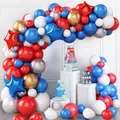 Kit arco ghirlanda di palloncini rosso blu bianco con stelle per decorazioni festive - Colorato