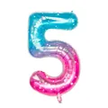 Ballon chiffre 5 de 40 pouces dégradé bleu rose avec motifs de ciel étoilé - Chiffre 5