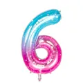Ballon chiffre 6 dégradé bleu rose et violet avec motif d'étoiles blanches - Chiffre 6