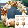 162pcs Cocoa Brown and Cream White Balloon Arch Kit with Gold Accents for Party Decor - Cocoa Round Arch Style