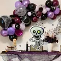 Set arco di palloncini Halloween con palloncino a teschio e ghirlanda viola nero - Kit Catena di Palloncini di Halloween