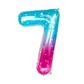 Ballon chiffre 7 dégradé motif étoile bleu violet sirène pour décoration fête - Chiffre 7
