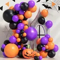 Halloween Luftballon Girlande Set mit lila orange schwarzen Ballons für Partys - Halloween-Ballonkette