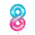 Ballon chiffre 8 en aluminium de 40 pouces dégradé bleu rose avec étoiles - Chiffre 8