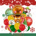 Kit ballons de Noël avec bonhomme en pain d'épices, ballons alu et décor de fête festif - Bonhomme de Pain d'Épice Souriant Style A