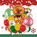 Détail de ballons en aluminium bonhomme de pain d'épices et canne à sucre pour Noël - Bonhomme de Pain d'Épice Souriant Style B
