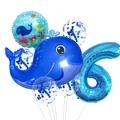 Blue whale ocean theme 6th birthday balloon set with round happy birthday foil balloon - Whale Style (6)
