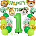 Detailed jungle animal balloon set with lion and tiger foil balloons for 1st birthday party - 1st Birthday Theme (Set 1)