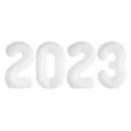 White 40-inch 2023 number balloons set in aluminum foil for party decorations - White (2023)
