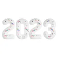 White 40-inch 2023 foil balloons with rainbow Happy Birthday print and stars - White Happy Birthday Print (2023)
