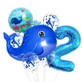 Blue ocean whale theme 2nd birthday party set with foil number and latex balloons - Whale Style (2)