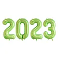 Green metallic 2023 number balloons made of foil for New Year party decorations - Fruit Green (2023)